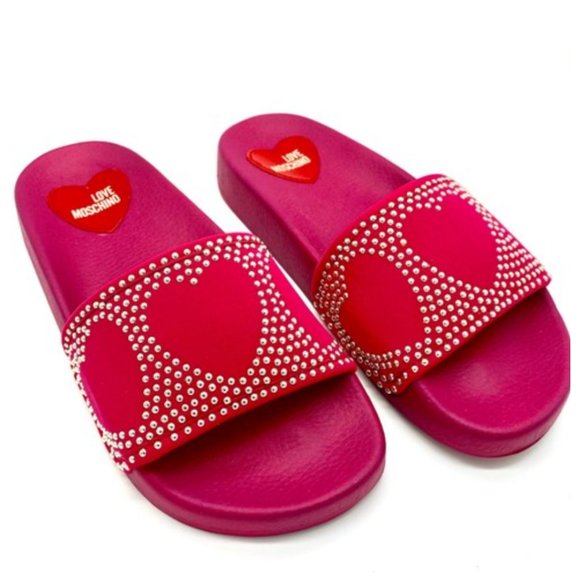 Love Moschino Pink Heart Studded Sandals - Picture 3 of 9